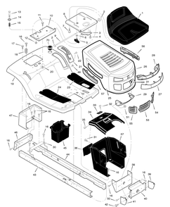 Chassis And Hood Diagram and Parts List for 385002X108A 2005 Briggs and Stratton Lawn Tractor